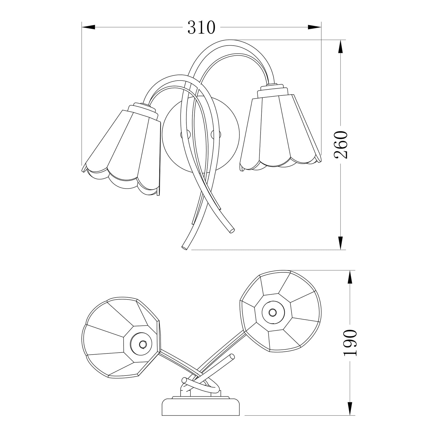 Brent Glass 2-Light Wall Light
