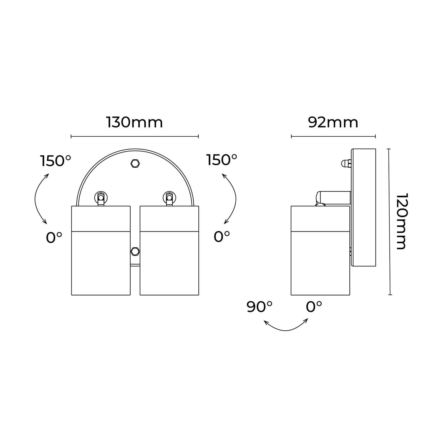 Lyra 2 Light Outdoor Wall Spotlight