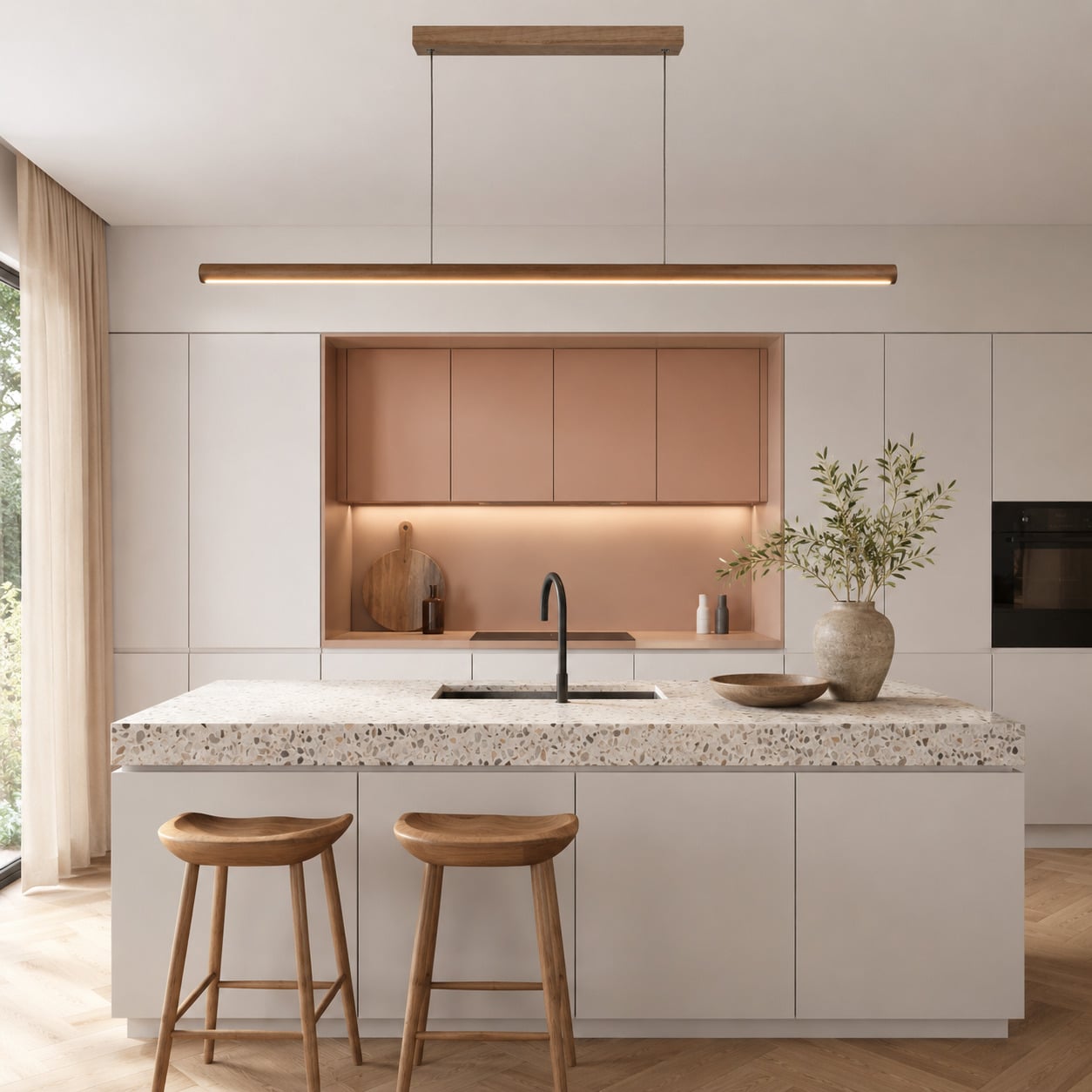 Whitaker Rubberwood LED Pendant Light