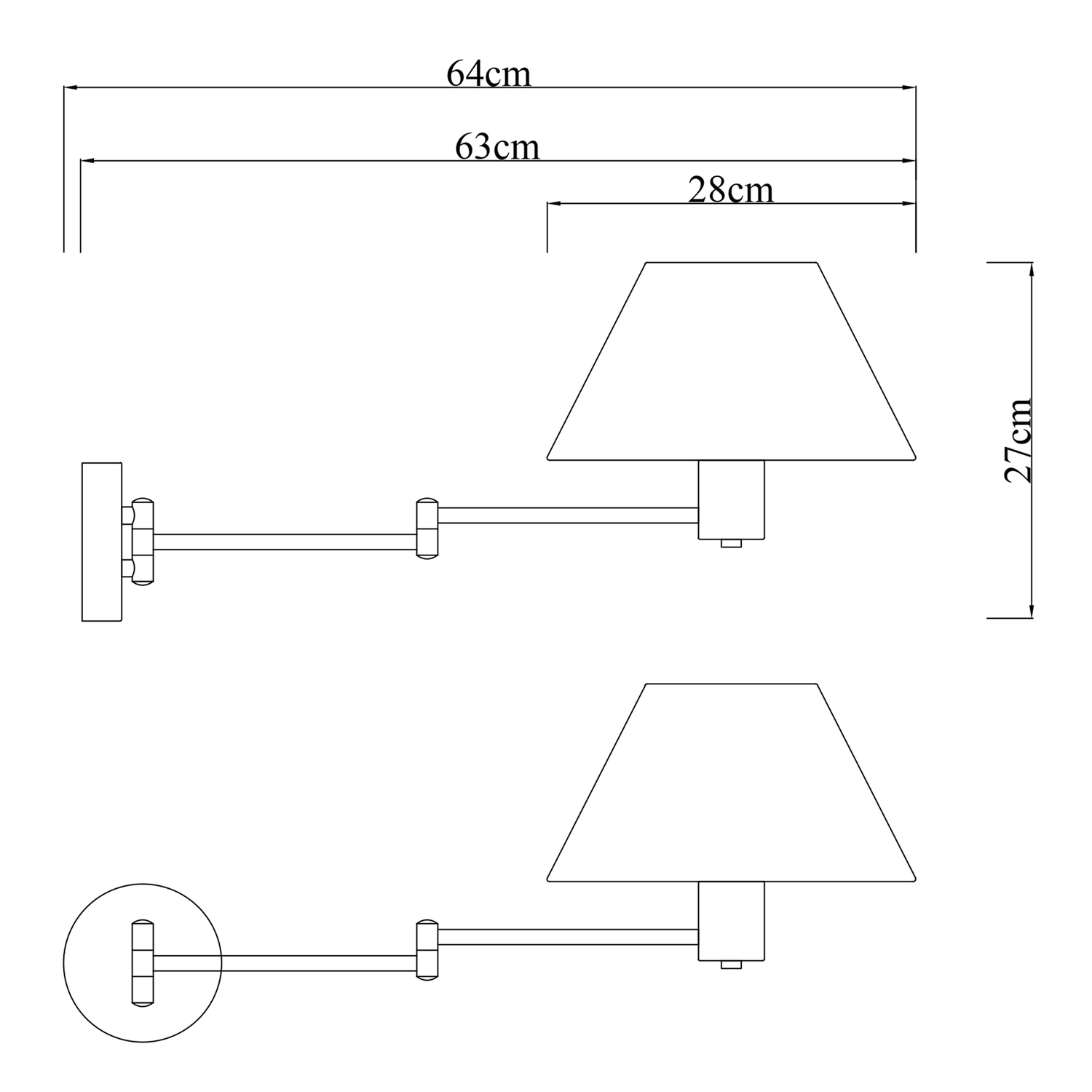 Denari Linen Swing Arm Wall Light