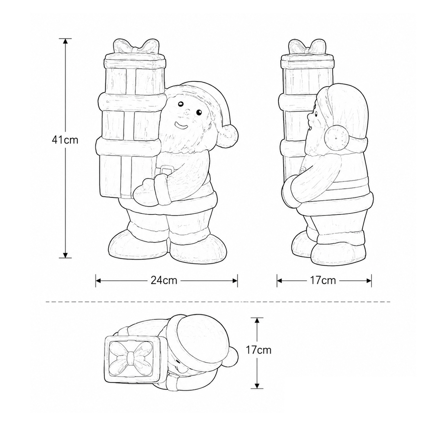 Nika Santa with Gift Boxes LED Christmas Light Display