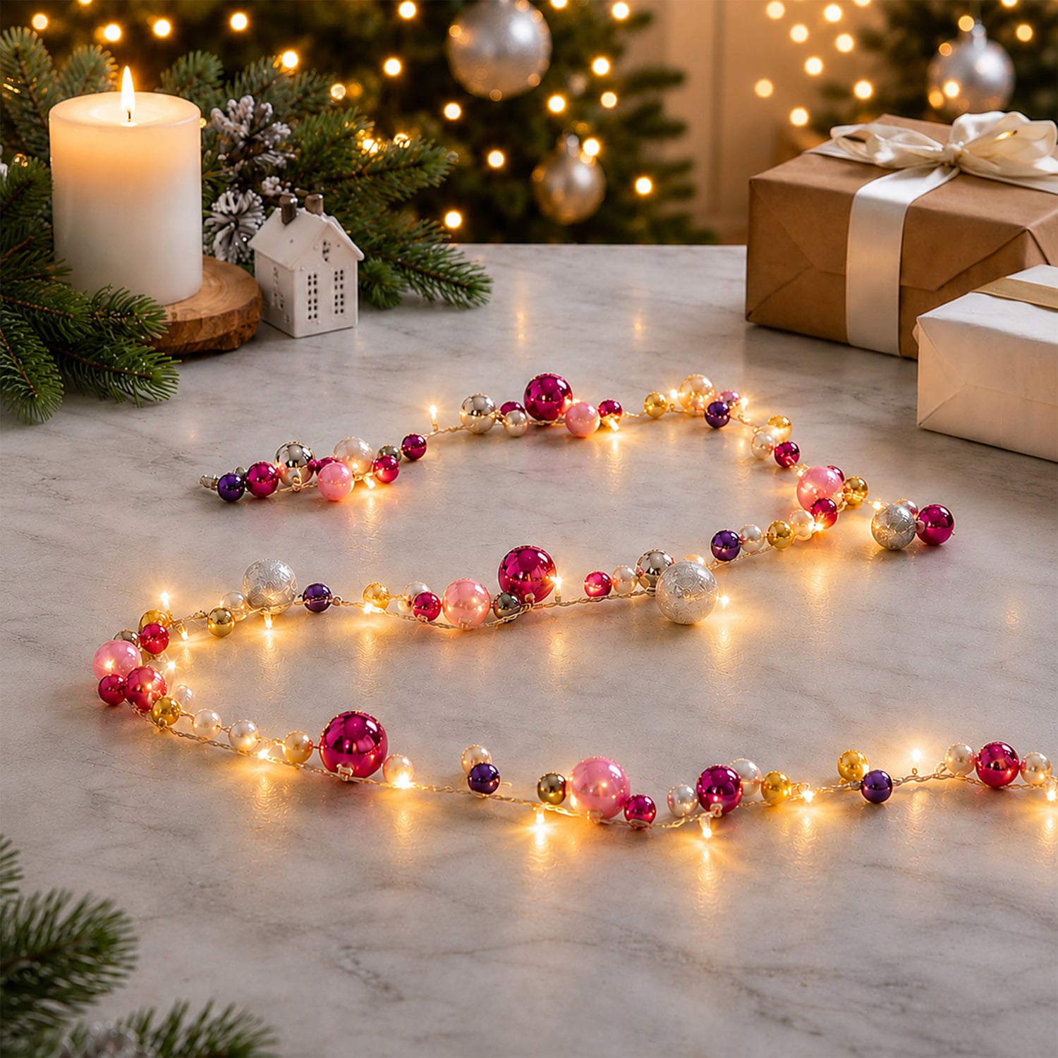 Zian Bauble Garland LED Christmas Light Display