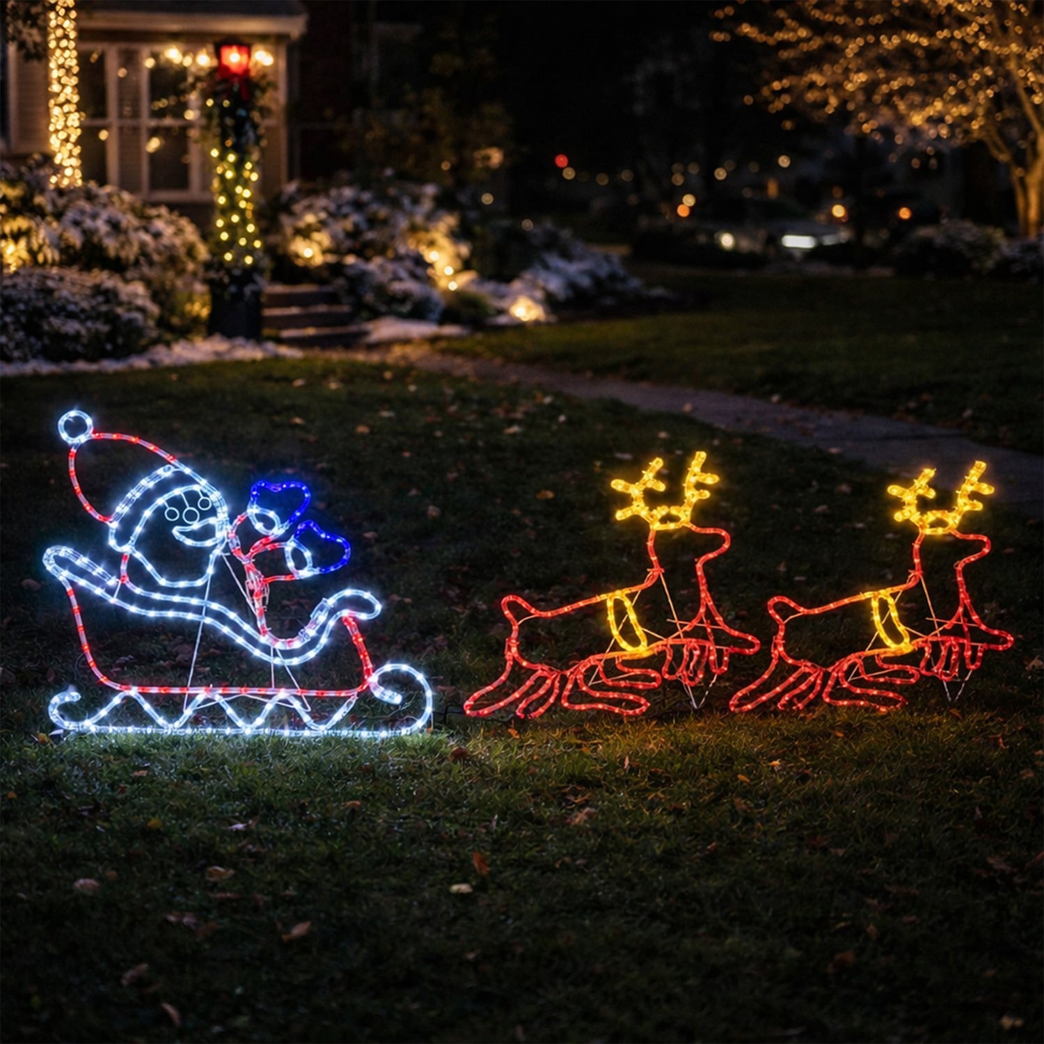 Karon Santa & Reindeer LED Christmas Decoration