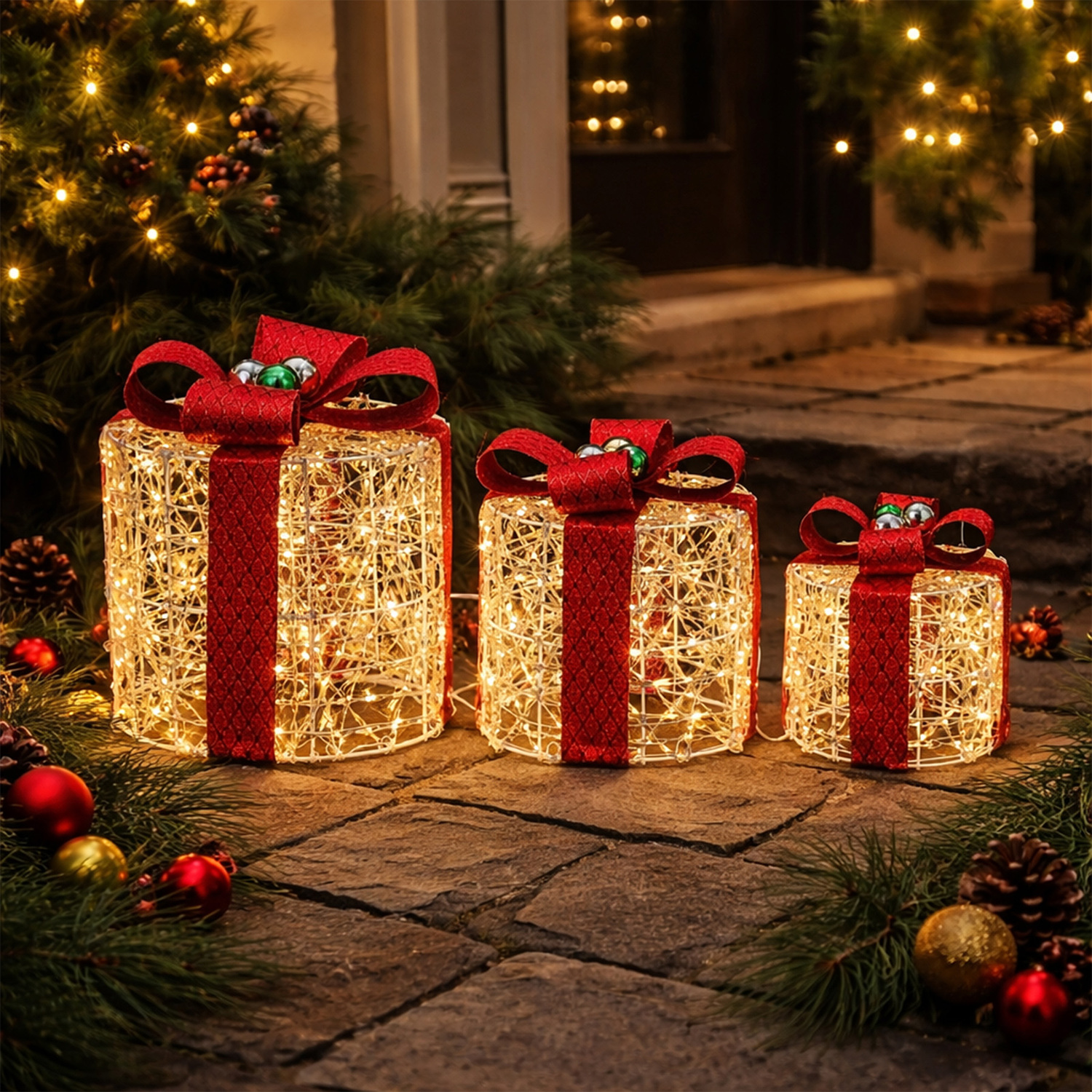3 Piece Kairo Gift Box LED Christmas Ornament