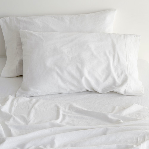 Canningvale Sogno Carrara White Linen & Cotton Sheet Set & Reviews Temple & ster