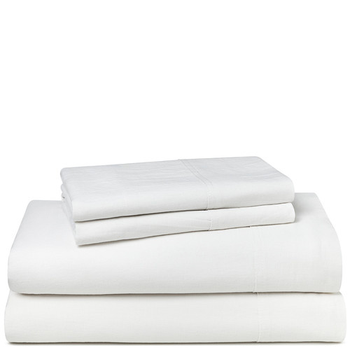 Canningvale Sogno Carrara White Linen & Cotton Sheet Set & Reviews Temple & ster