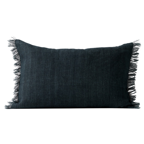 Fringed Vintage Style Linen Rectangular Cushion