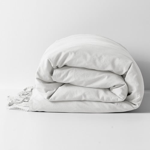 White Maison Vintage Linen-Blend Quilt Cover