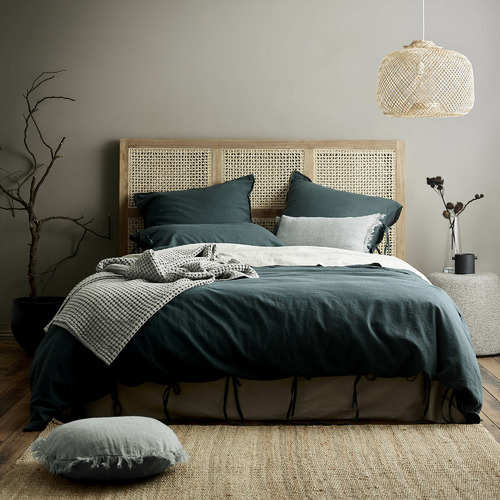 Teal Maison Vintage Cotton-Blend Quilt Cover
