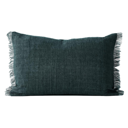 Fringed Vintage Linen Rectangular Cushion