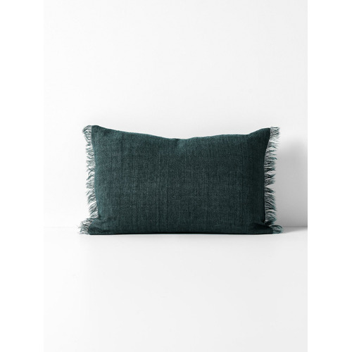Fringed Vintage Linen Rectangular Cushion