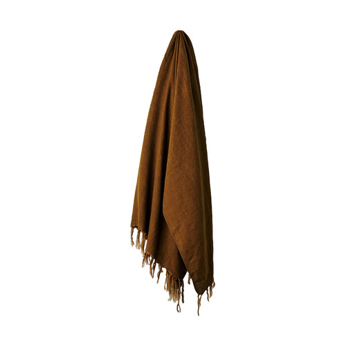 Vintage Fringed Linen Throw