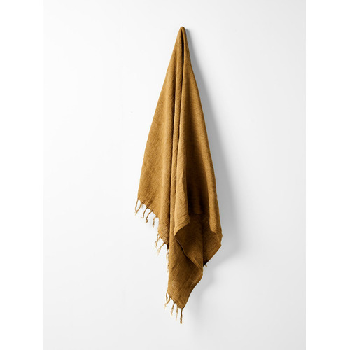 Fringed Vintage Linen Throw
