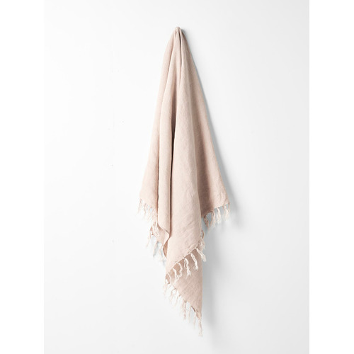 Fringed Vintage Linen Throw