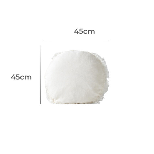 Fringed Vintage Wash Linen 45cm Round Cushion