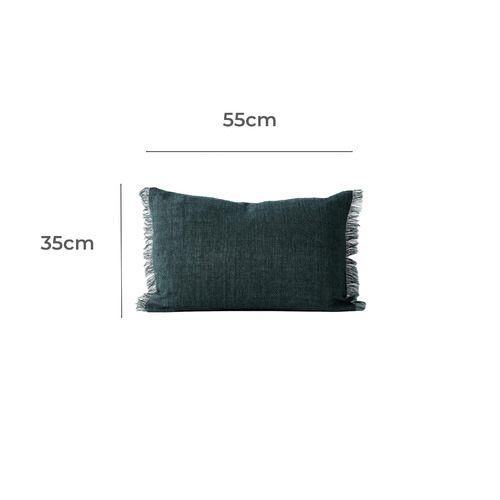 Fringed Vintage Linen Rectangular Cushion