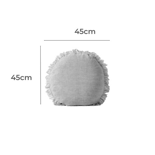 Fringed Vintage Wash Linen 45cm Round Cushion