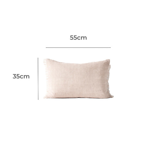 Fringed Vintage Linen Rectangular Cushion