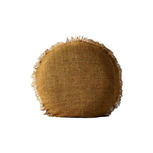 Fringed Vintage Wash 45cm Round Linen Cushion