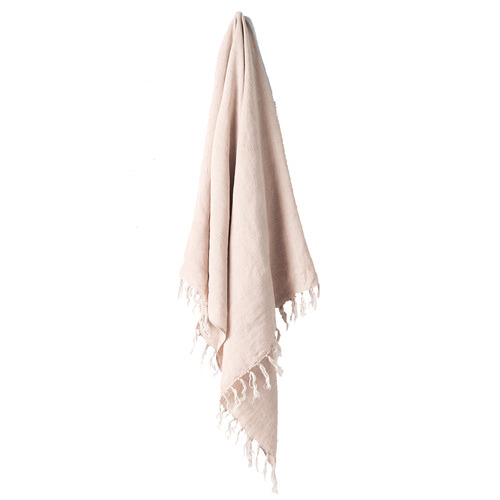 Fringed Vintage Linen Throw