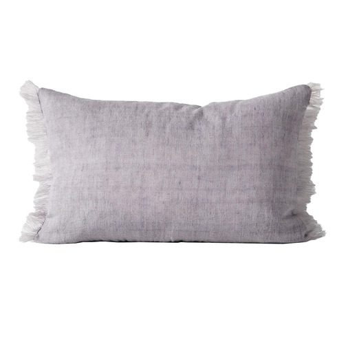 Lavender Vintage Fringe Linen Rectangle Cushion