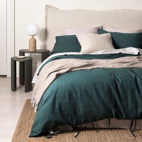 Teal Maison Vintage Cotton-Blend Quilt Cover