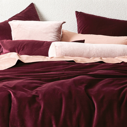 Merlot Luxury Velvet Queen Quilt Cover Temple & ster