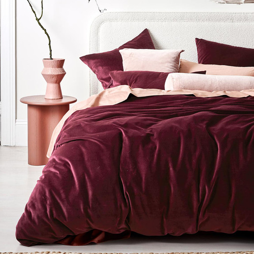 Merlot Luxury Velvet Queen Quilt Cover Temple & ster