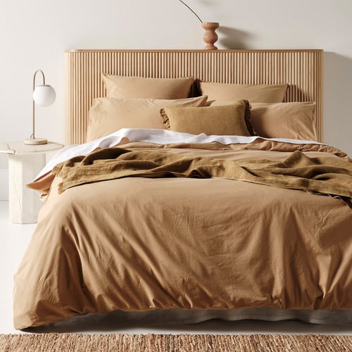 Pecan Evie Stonewash Organic Cotton Quilt Cover