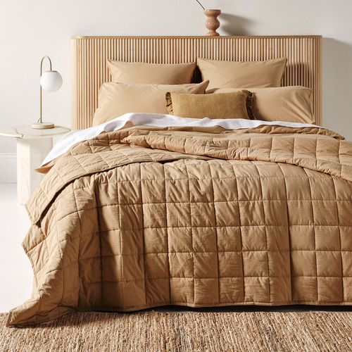 Pecan Evie Stonewash Cotton Coverlet