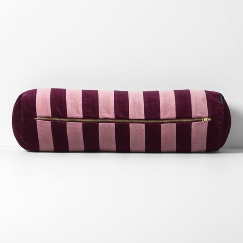 Striped Luxury Velvet Bolster Cushion