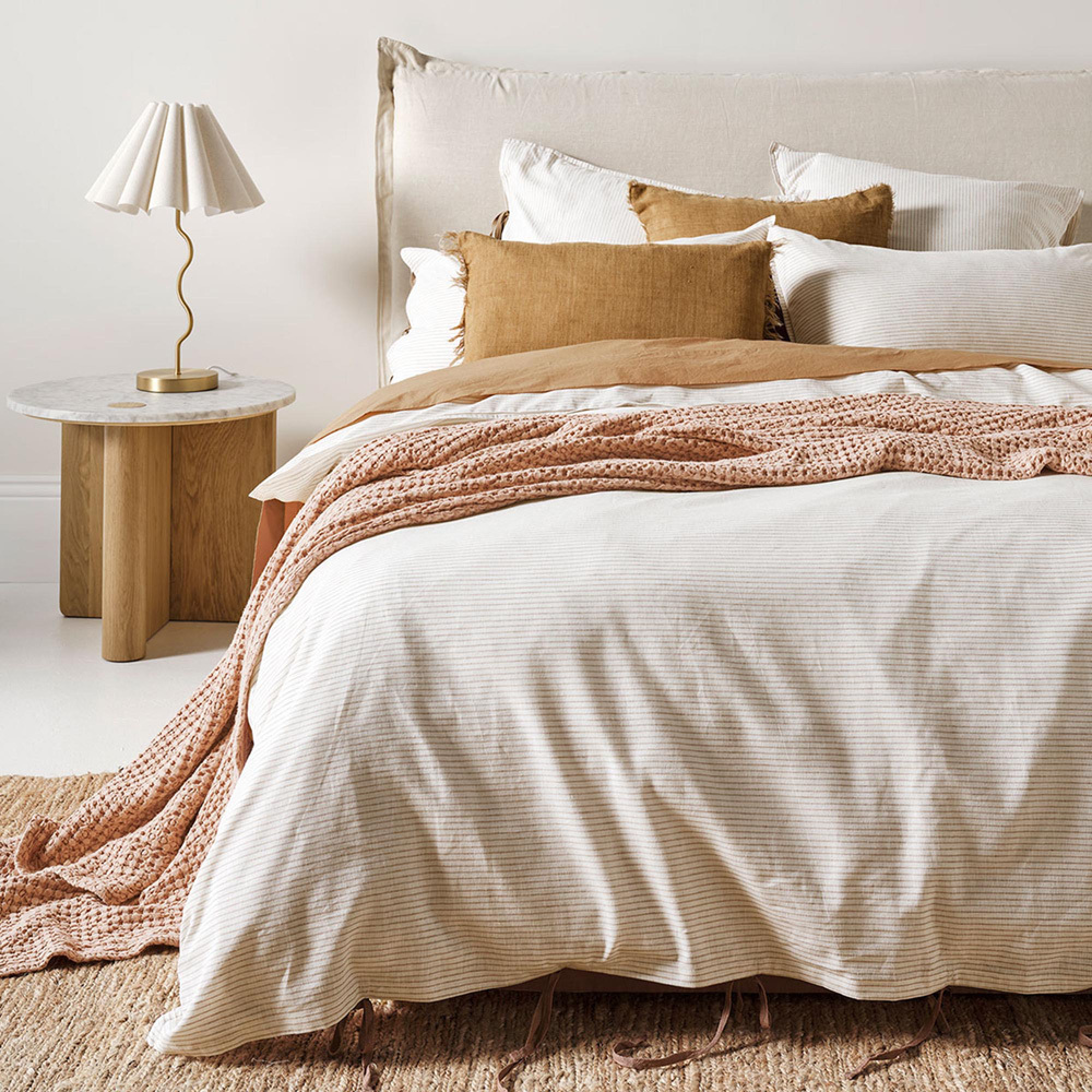 Natural Chambray Mini Stripe Linen & Cotton Quilt Cover