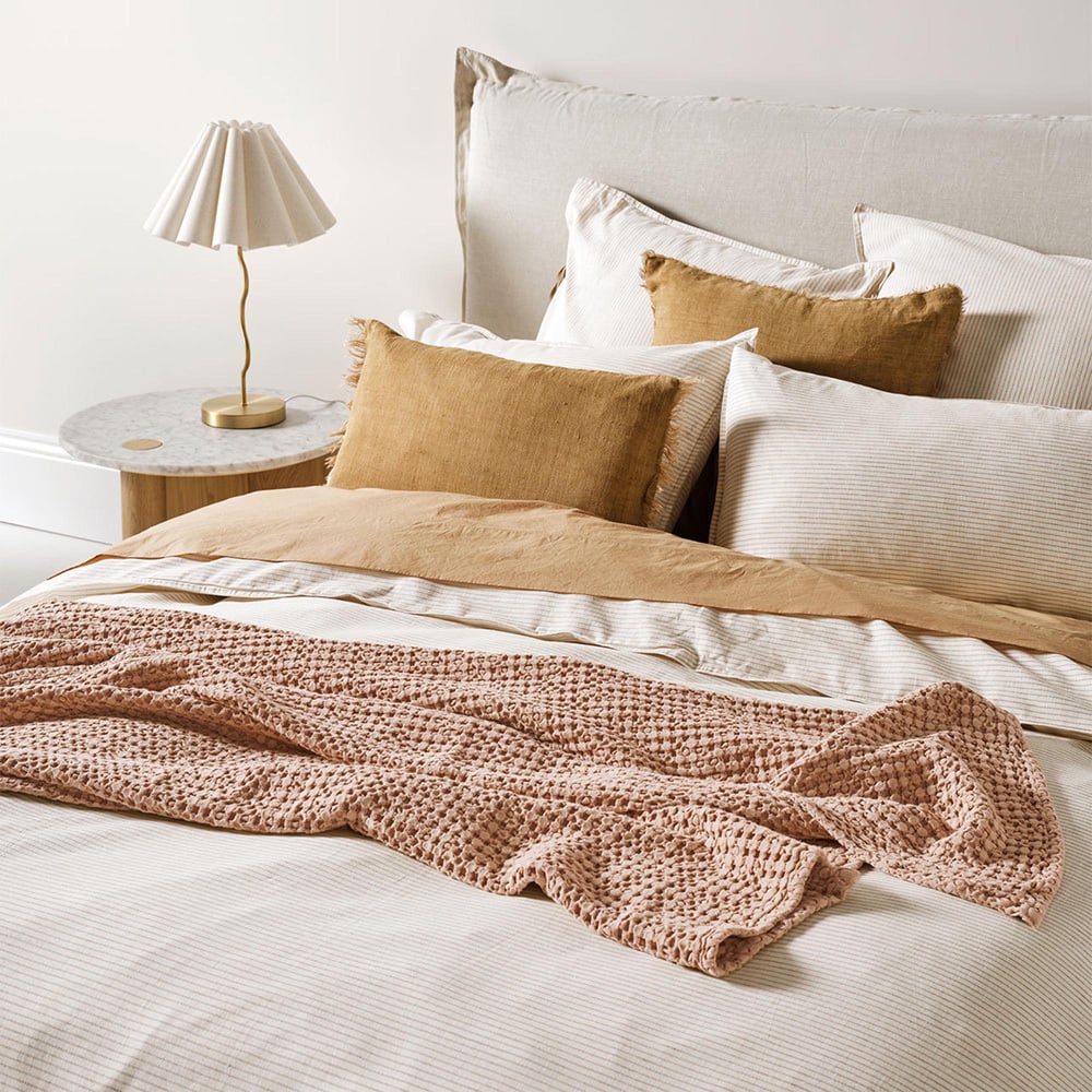 Natural Chambray Mini Stripe Linen & Cotton Quilt Cover