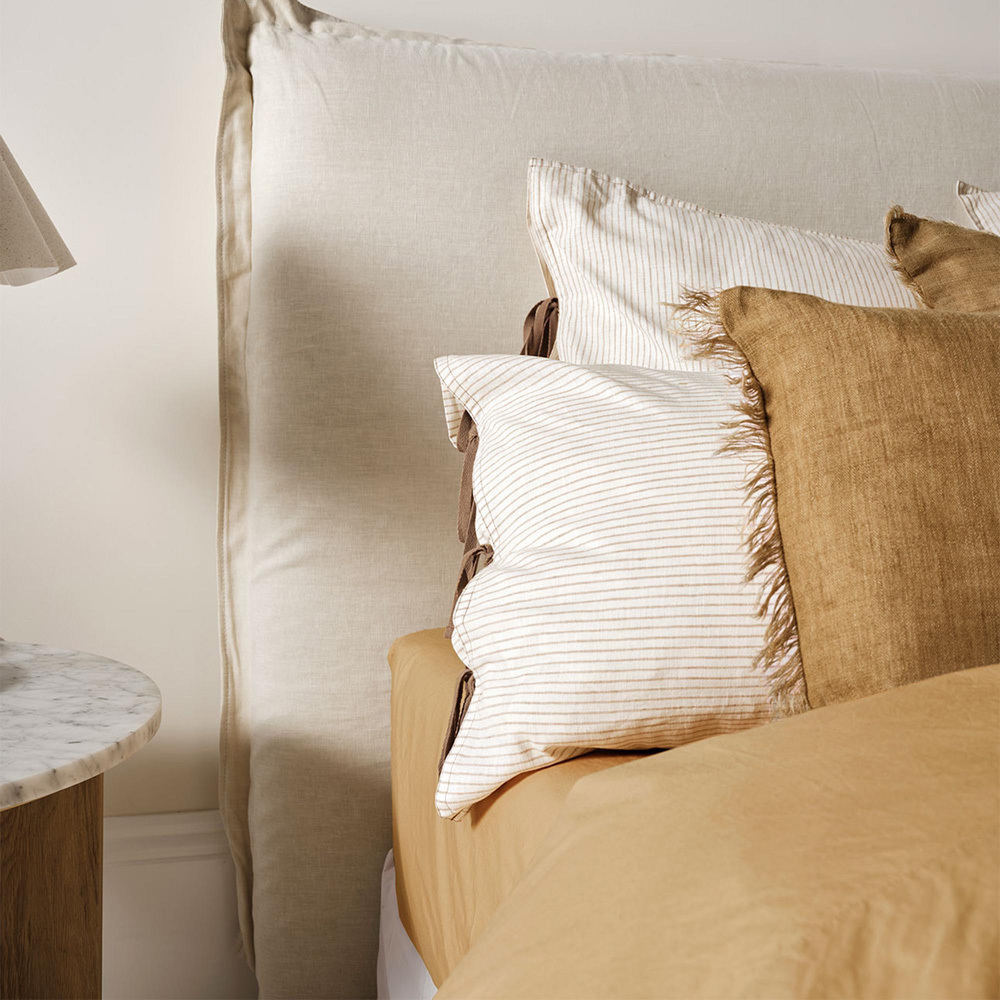 Natural Chambray Mini Stripe Linen & Cotton Quilt Cover