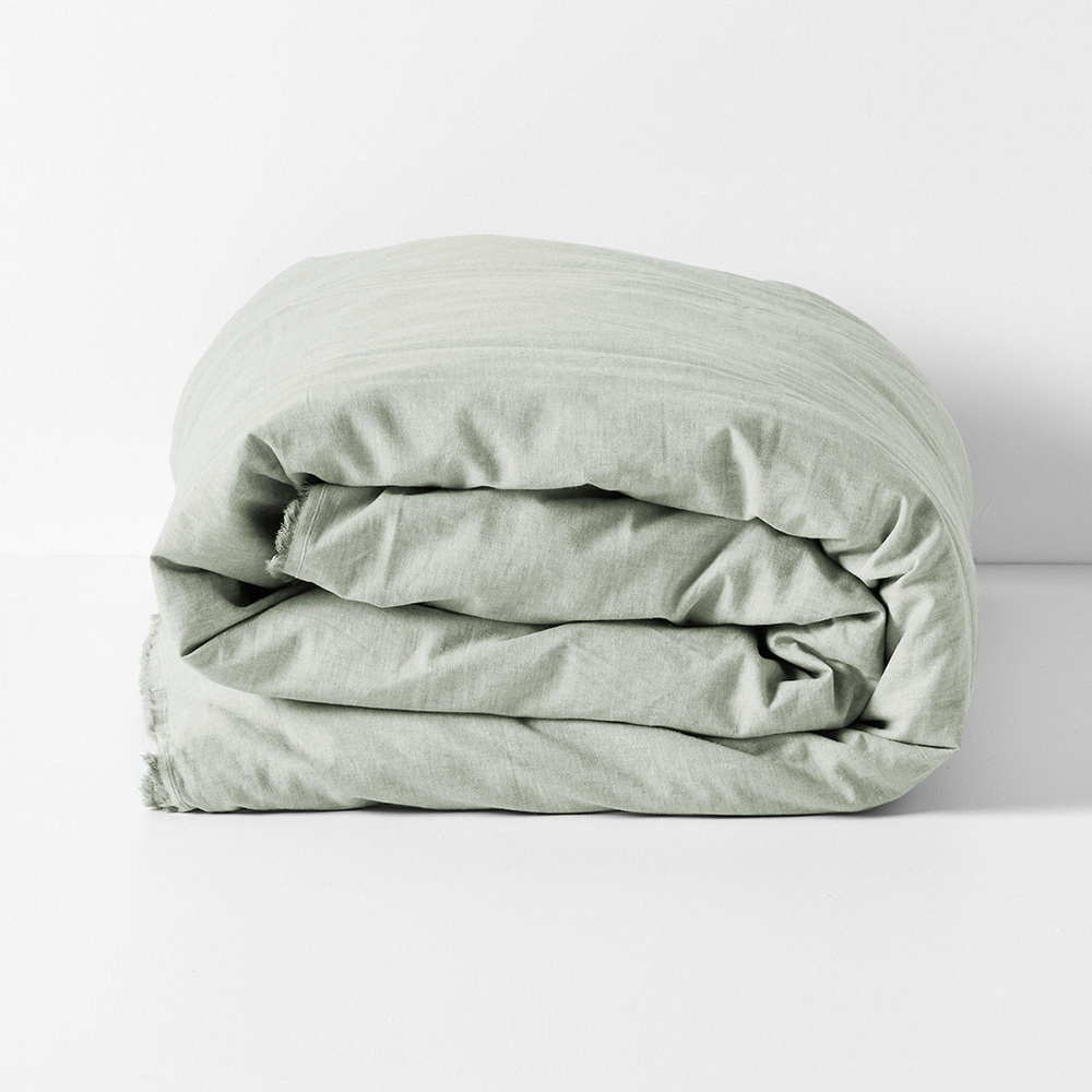 Mist Chambray Fringe Linen & Cotton Quilt Cover
