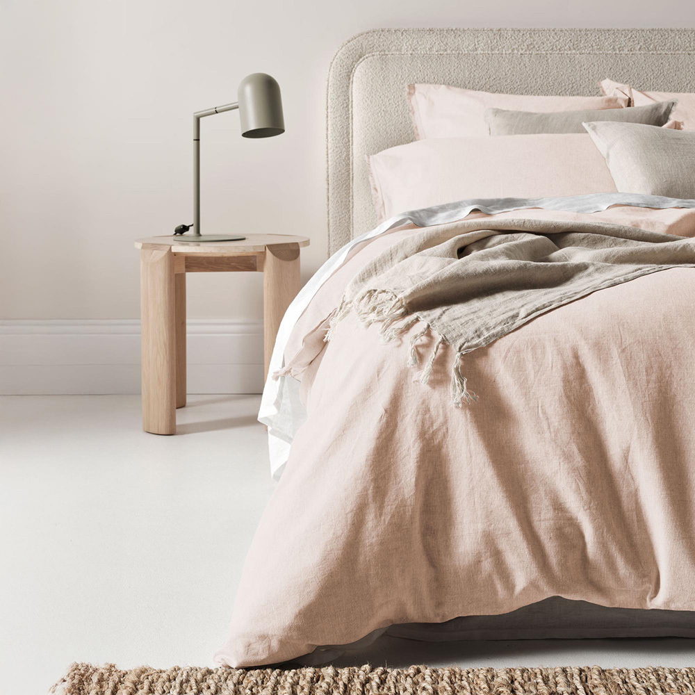 Shell Pink Chambray Fringe Linen & Cotton Quilt Cover