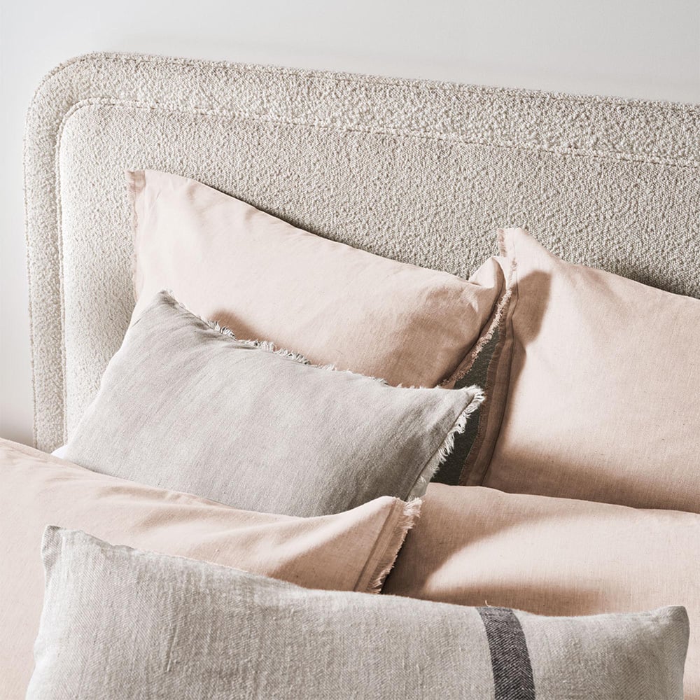 Shell Pink Chambray Fringe Linen & Cotton Quilt Cover