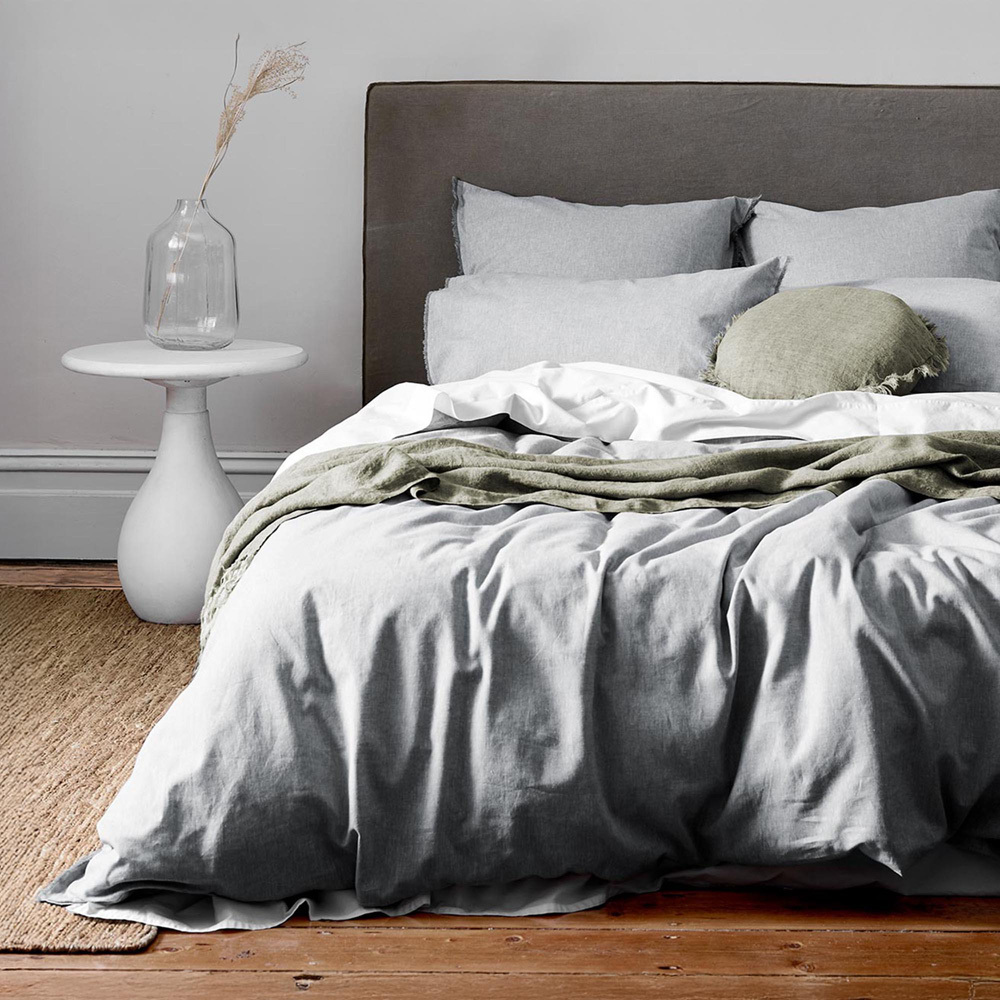 Dove Chambray Fringe Linen & Cotton Quilt Cover