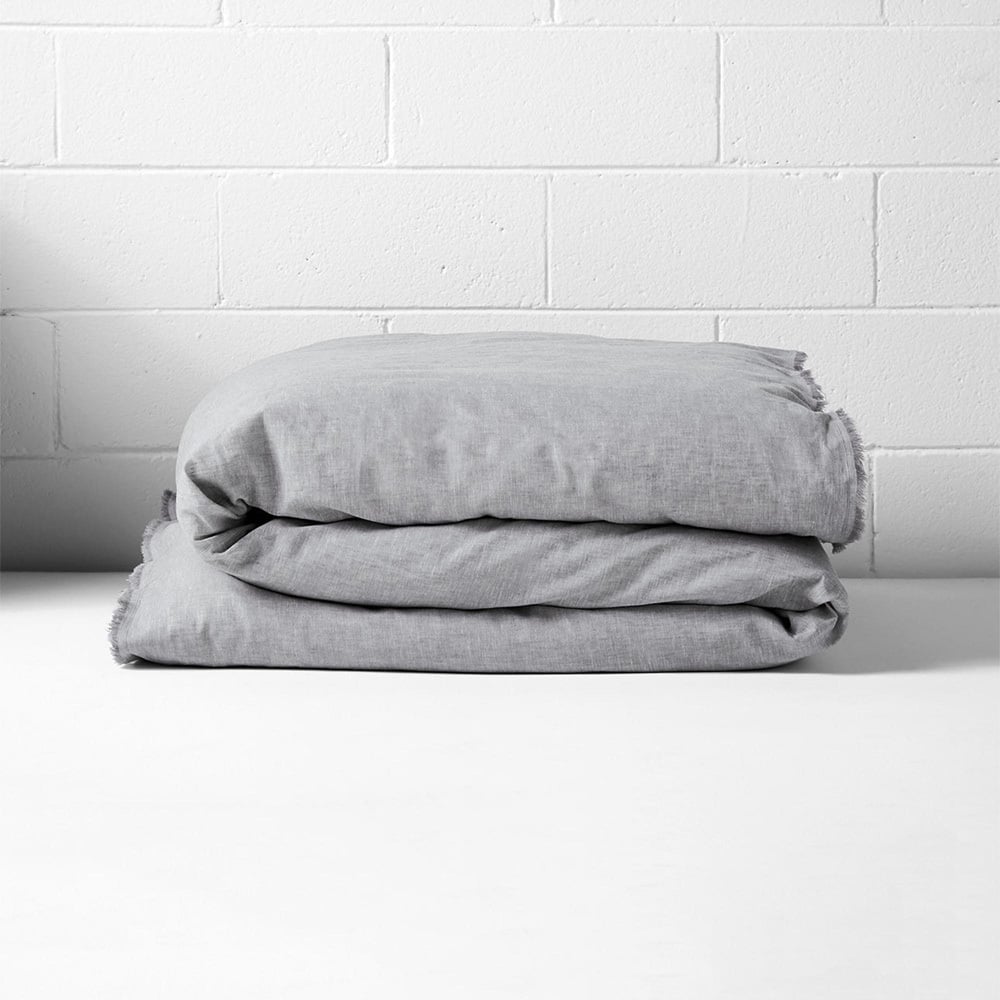 Dove Chambray Fringe Linen & Cotton Quilt Cover