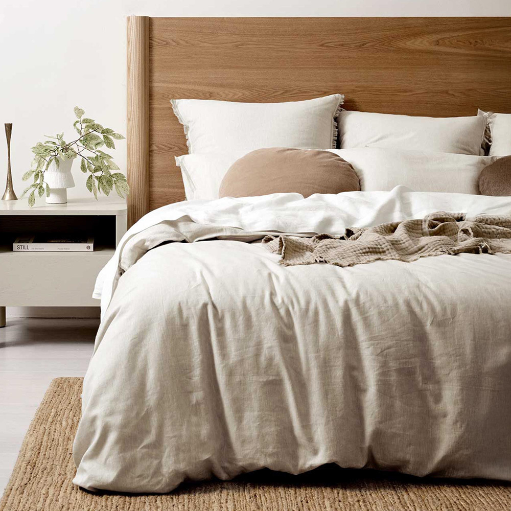 Natural Chambray Fringe Linen & Cotton Quilt Cover