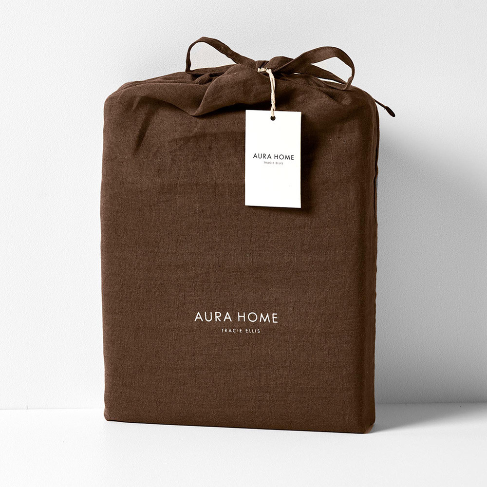 Chocolate Emile Linen Flat Sheet
