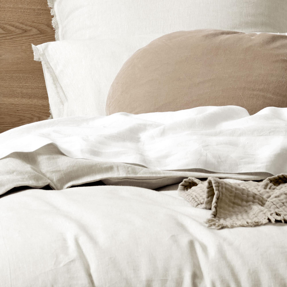 Natural Chambray Fringe Linen & Cotton Quilt Cover