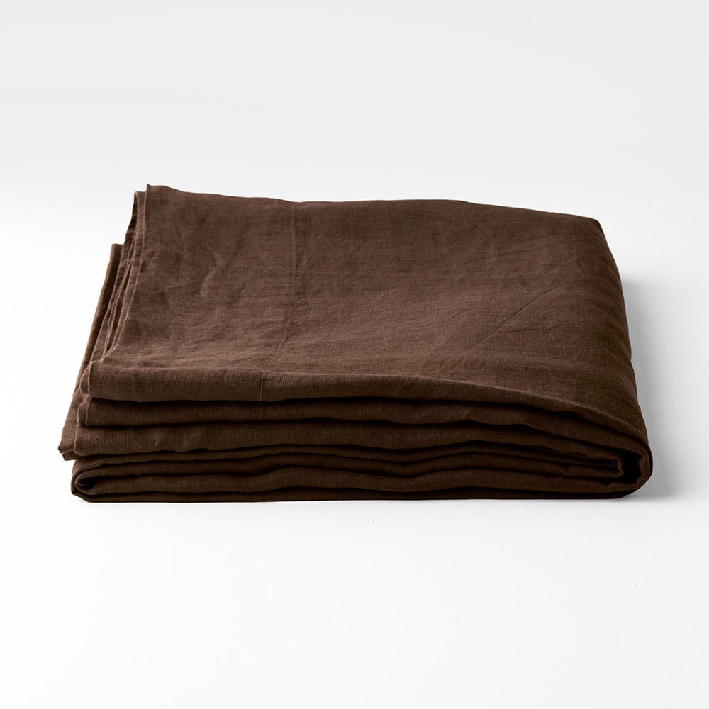 Chocolate Emile Linen Flat Sheet