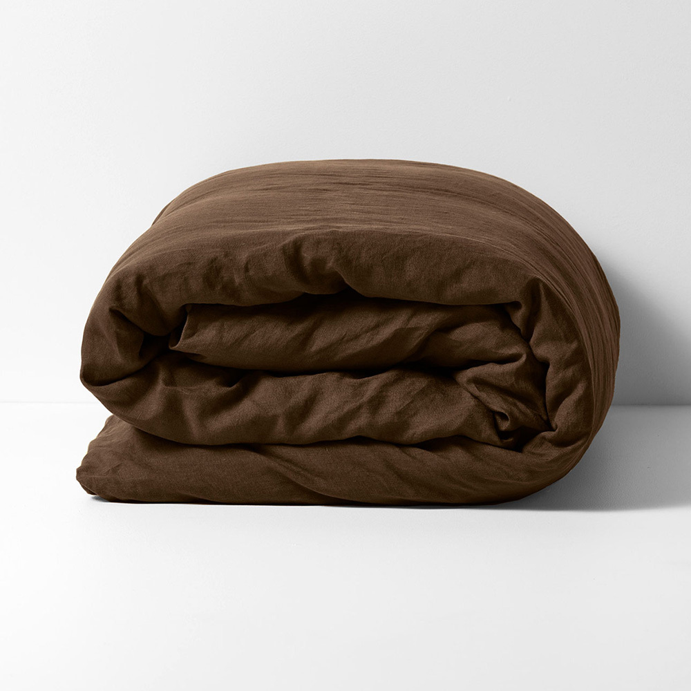Chocolate Emile&nbsp;Linen Quilt Cover Set