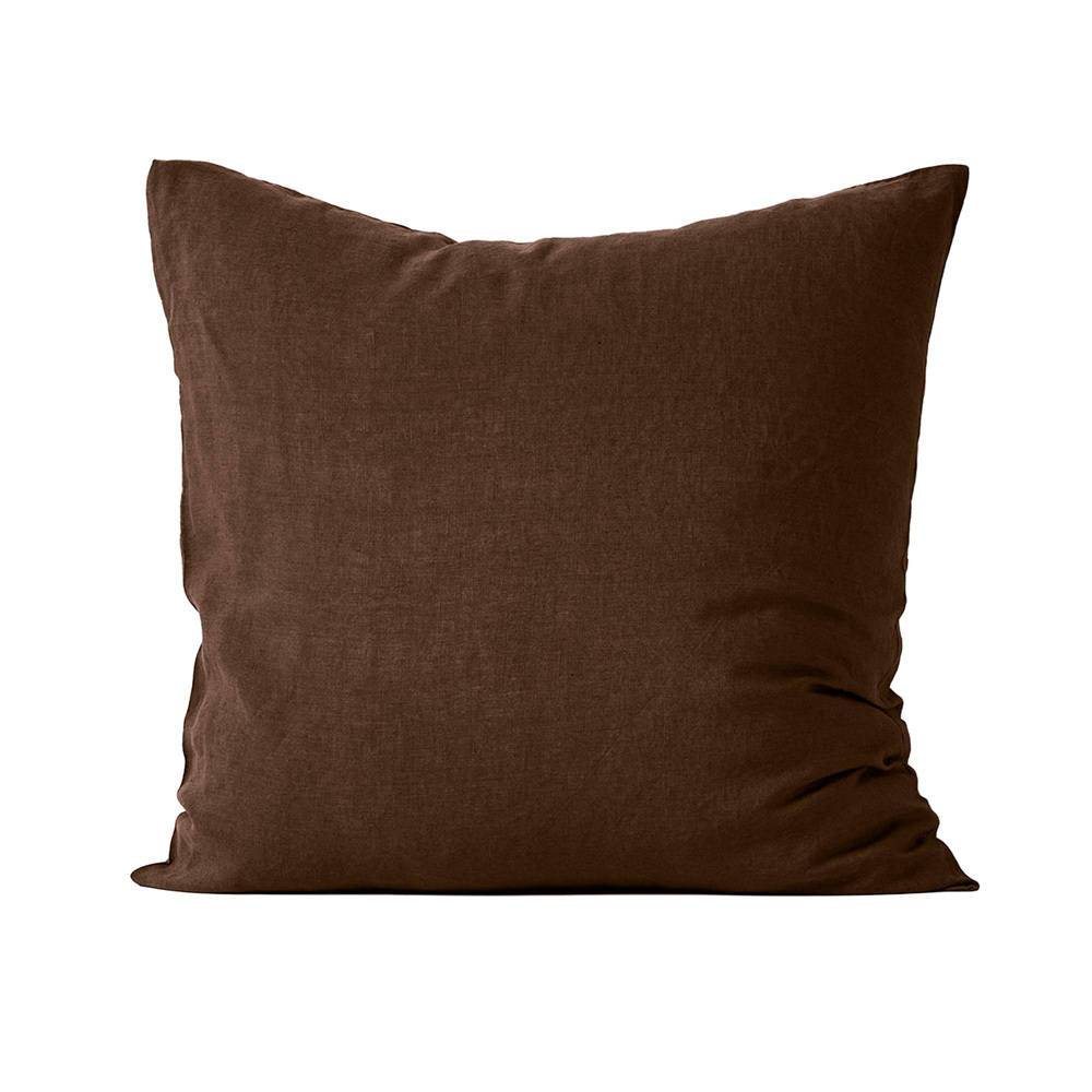 Chocolate Emile Linen European Pillowcase