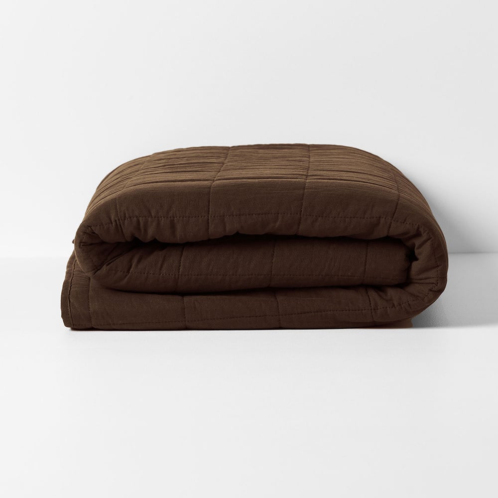 Chocolate Emile&nbsp;Linen Coverlet