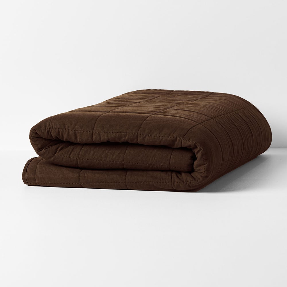 Chocolate Emile&nbsp;Linen Coverlet