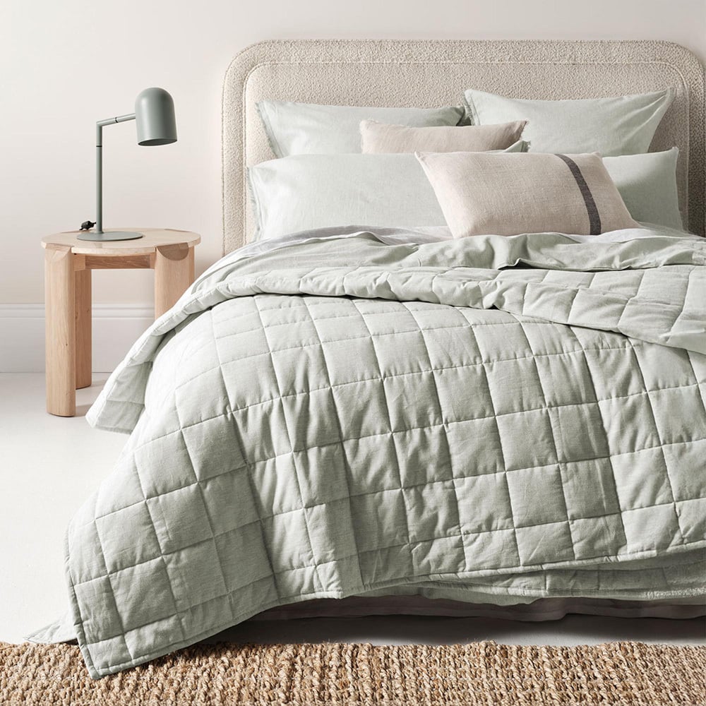 Mist Chambray Linen & Cotton Coverlet