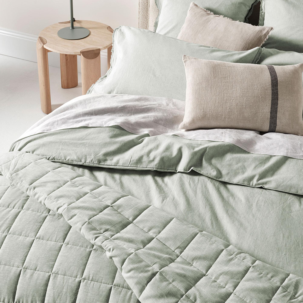 Mist Chambray Linen & Cotton Coverlet