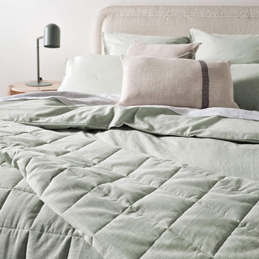 Mist Chambray Linen & Cotton Coverlet